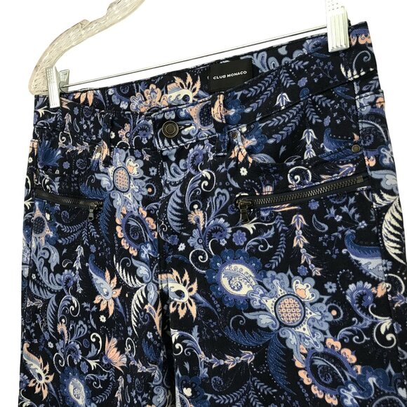 Club Monaco Floral Pattern Alessia Corduroy Skinny Jeans Size 6 Zip Pockets - Picture 6 of 11